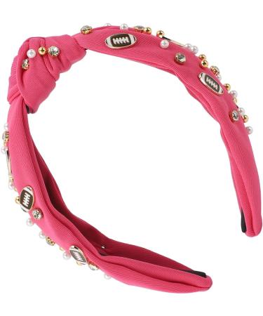 Rhinestone Knotted Headband Valentine's Day Headband Women Acrylic Rhinestone Wide Knotted Headband for Festivals (Rose Red) - Buy Online on GoSupps.com