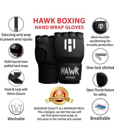Padded Inner Gloves Training Gel Hand Wraps for Boxing Kickboxing MMA - Black (Pair) - Buy Online on GoSupps.com