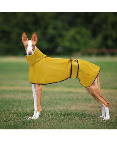 Geyecete Waterproof Greyhound Rain Jacket - Reflective Wind Coat for Whippets | Adjustable Poncho - Yellow (M: Back Length 56-58cm) - Buy Online on GoSupps.com