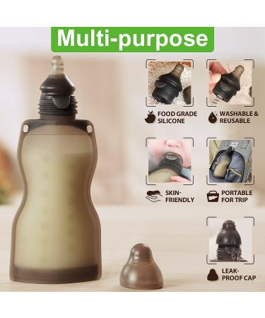 Haakaa Reusable Silicone Pouch Bottle 9 oz - Self Feeding Baby Bottle | Breastmilk Storage Bag | Leakproof & Freezer Safe - 1 Count - Buy Online on GoSupps.com