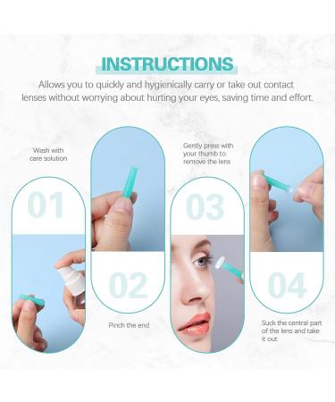 Fiada 2 Pieces Silicone Contact Lens Inserter Hard and Soft Contact Lens Inserter Remover Daily Contact Lens Suction Holder Plunger with Storage Case for Home Travel (Green) - Buy Online on GoSupps.com