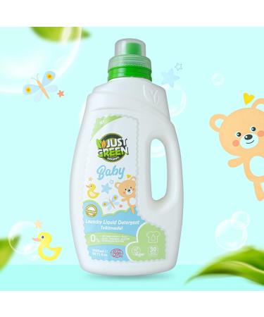 Just Green Organic Baby Laundry Liquid 1500ml | Dermatologically Tested & Hypoallergenic | Vegan Baby Detergent | No Chlorine, Paraben, or Gluten | Recyclable Bottle 1.50 l - Buy Online on GoSupps.com
