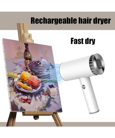 Wireless Hair Dryer USB Rechargeable Cordless Hair Dryer Portable Blow Dryer w/Hot & Cold Wind for Travel School Pet Care Hairdressing Oil Painting Drying Tools - Buy Online on GoSupps.com