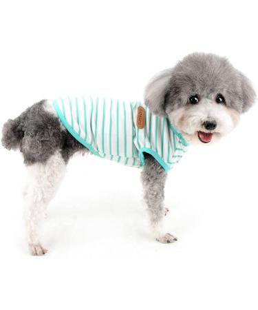 Zweitea Summer Dog Shirts for Small Dogs | Striped Breathable Cotton Tank Tops for Chihuahuas | Soft & Comfortable Pet Clothing | Medium Green - Buy Online on GoSupps.com