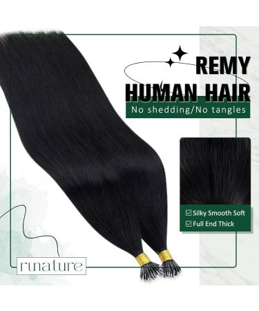 RUNATURE Black Nano Ring Human Hair Extensions 20 Inch 50g - Real Black Nano Beads Hair Extensions - Buy Online on GoSupps.com