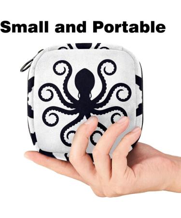 Shop Stylish Menstruation Pad Bag with Zipper - Octopus Silhouette | Women's Tampon & Napkin Bag for Travel - Buy Online on GoSupps.com