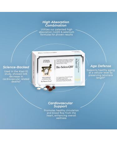 Pharma Nord Bio-SelenoQ10 Anti-Aging Supplement| CoQ10 100mg & Selenium 100mcg | Supports Cellular Health & Longevity | Slows Cellular Aging | Backed by Research | 60 Softgels & 60 tabs - Buy Online on GoSupps.com