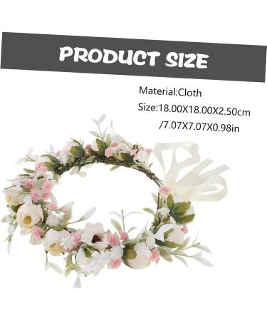 Holibanna Wreath Flower Hair Band Photo Props Headpiece for Women Retro Leaves Women Floral Boho Wedding Decor Garland Wedding Headdress Headband Fabric Travel European and American White One Size White - Buy Online on GoSupps.com