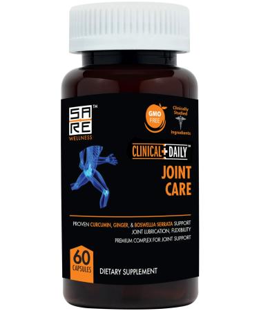 CLINICAL DAILY Joint Support Supplement for Inflammation, Loss of Mobility, Joint Lubrication Formula. Ginger, Turmeric, Hyaluronic Acid, Boswellia, Bromelain, MSM, Cetyl Myristoleate. 60 Capsules