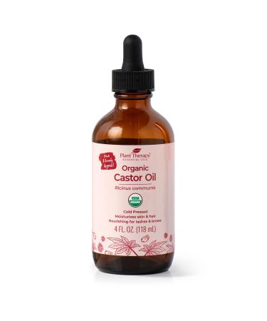 Plant Therapy Castor Oil USDA Organic Cold Pressed 100% Pure Hexane Free 4 oz Conditioning & Healing  For Dry Skin  Hair Growth - Skin  Hair Care  Eyelashes 4 Fl Oz (Pack of 1)