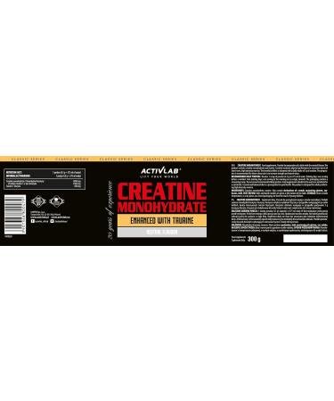 Activlab Creatine Monohydrate 300g Jar - Natural Flavor, 50 Servings, Contains Taurine - Increase Strength, 3X Lab Tested - Buy Online on GoSupps.com