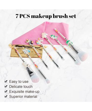 7 Pcs Unicorn Makeup Brush Set - Kawaii Cosmetic Brushes for Powder, Eyeshadow, Blush, Lips - Unicorn Gifts for Women/Girls - Buy Online on GoSupps.com