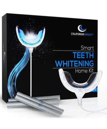 California Bright Smart Teeth Whitening Home Kit with 16X LED Light Mouthpiece 4 Whitening Gel Pens Portable Case and Dental Shade Guide Smartphone & USB Compatible