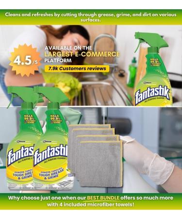 Fantastik Lemon Scent Multi-Purpose Cleaner Spray 32 oz Bundle - 6-Pack with Microfiber Cloth - Powerful Multi-Surface Disinfectant for Grease & Grime | Spotless Home Solutions - Buy Online on GoSupps.com