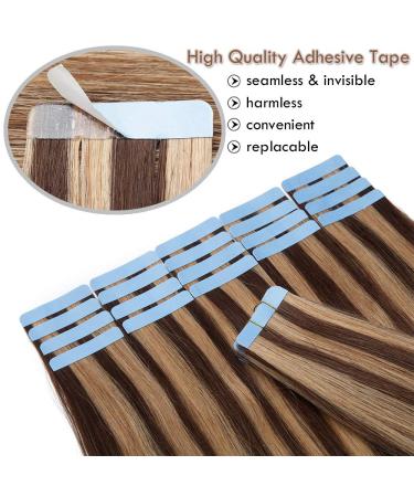 Buy Elailite 20PCs Tape Extensions - Invisible Real Hair Remy Quality 40cm 50g #4/27 Mittelbraun & Dark Blonde | International Shipping Available - Buy Online on GoSupps.com