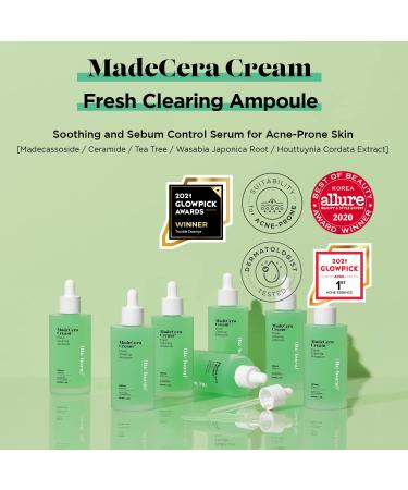 SKINRxLAB Cera Cream Fresh Clearing Ampoule Serum 100ml - Pore Minimizing & Cooling for Acne-Prone Skin with Cica Tea Tree & Ceramide - Hydrating Solution for Flaky Skin - Buy Online on GoSupps.com