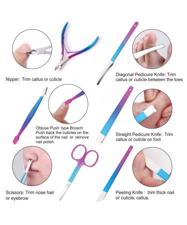 15pcs Familife Manicure & Pedicure Kit in Mermaid Purple Case - Nail Clipper Set for Women | Perfect Mother's Day Gift - Buy Online on GoSupps.com