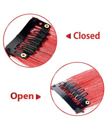 12 PCS Red Hair Extensions Party Highlights - 22 inch Colored Hairpieces Clip in Synthetic Hair Extensions for Halloween - SOYZMYX - Buy Online on GoSupps.com