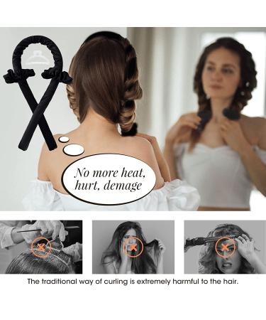 Black Heatless Curling Rod Headband - Overnight Hair Curler with Scrunchies and Clips - Buy Online on GoSupps.com