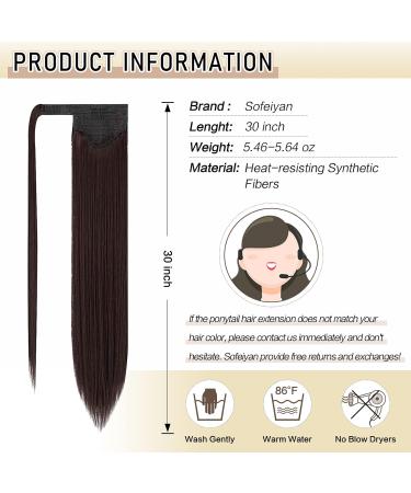 Sofeiyan 30 inch Synthetic Hair Ponytail Extension - Darkest Brown & Dark Auburn Mix - Buy Online on GoSupps.com
