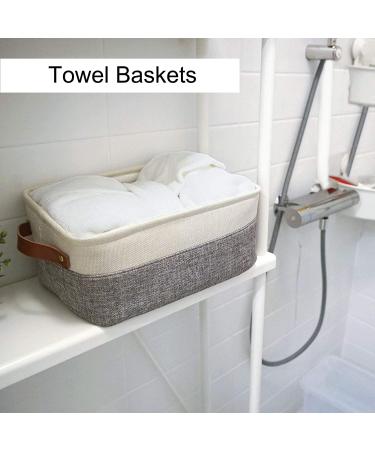 HNZIGE Small Storage Baskets (6 Pack) - White & Gray Fabric Baskets for Shelves, Closets, Laundry & Nursery - Decorative Gift Baskets - 11.8 x 7.8 x 5.1 - Buy Online on GoSupps.com