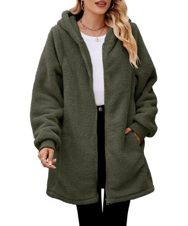 Hanxiulin Fleece Plush Jacket for Women | Warm Zipper Wool Jacket | Long Casual Winter Coat - Buy Online on GoSupps.com