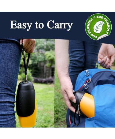 Vivaglory 750ml Dog Water Bottle - Portable Stainless Steel Pet Drinking Bottle with Large Trough for Hiking & Walking - Orange Yellow - Buy Online on GoSupps.com