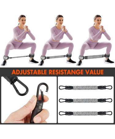 Ankle Resistance Bands Set with Cuffs | Glutes & Legs Workout Equipment | Grey | For Home Gym | Men & Women - Buy Online on GoSupps.com