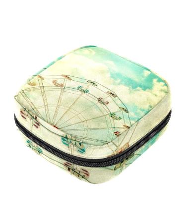 Menstrual Bag with Zipper Ladies Napkin Bag Tampons Collection Bag for Women and Girls (Ferris Wheel)