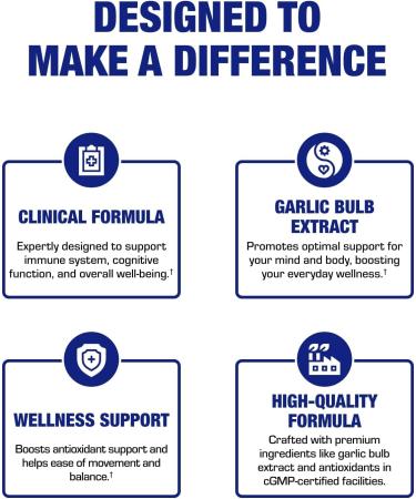 High Allicin Odorless Garlic Pills - Clinical Formula Allicin Supplement for Heart and Immune Support - Vegetarian Non-GMO & Made in The USA in cGMP Facilities - 60 Servings - Buy Online on GoSupps.com