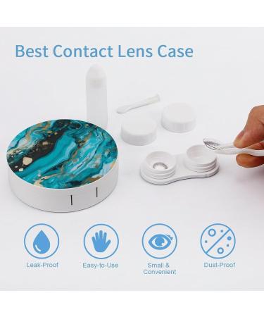 Turquoise Blue Gold Marble Contact Lens Case | Portable Travel Contact Lens Storage Box - Buy Online - Buy Online on GoSupps.com