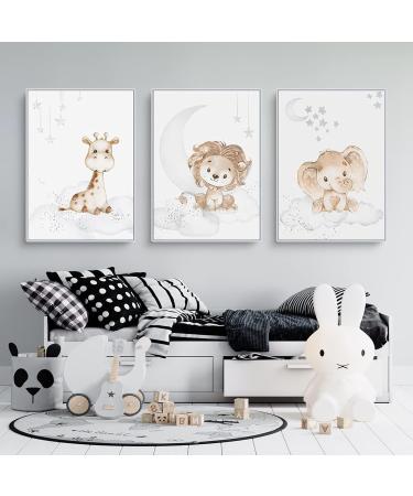 Exquleg 3 Set Nursery Posters - Cute Giraffe & Hare Animal Wall Art for Kids Room Decoration (30x40cm) - Unframed Baby Room Decor - Buy Online on GoSupps.com