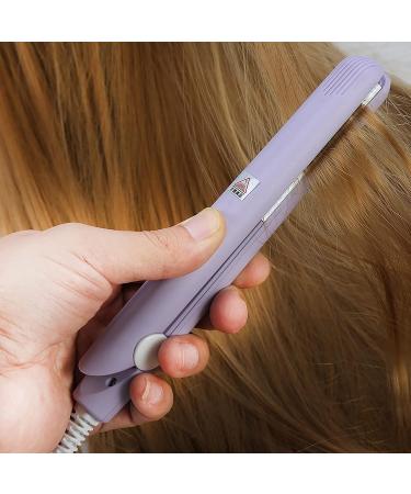 Mini Hair Straightener & Curling Iron - 2 in 1 Ceramic Flat Iron for All Hair Types - Tourmaline & Titanium Heating Plate (Purple - Buy Online on GoSupps.com