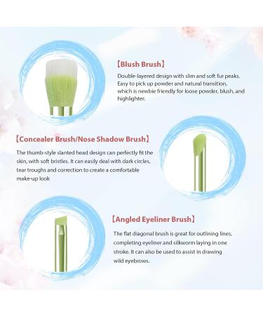 11pcs Professional Makeup Brushes Set with PU Leather Bag - Green | Premium Synthetic Powder Blush Contour Eyeshadows Brushes for Face & Eyebrows - Buy Online on GoSupps.com