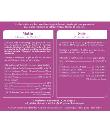 NATURFIT - Post-Natal Slimming Pack - Weight loss supplement - Plant extracts & probiotics - Burn & destock fat - Flora intestinal support - 30 day cure - 90 capsules - Buy Online on GoSupps.com