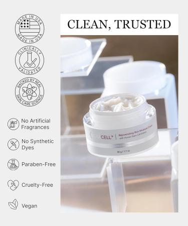 KERACELL Moisturizer Face Cream Rejuvenating Rich Moisture Cream with Human Stem Cell Technology for Dry Mature Skin Face Moisturizer for Women & Men with Plant-Based Retinol Alternative - 1.7 oz - Buy Online on GoSupps.com