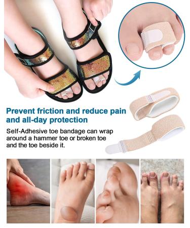 10Pc Fabric Toe Wraps for Women - Hammer Toe & Broken Toe Corrector Separators & Splint Bandages - Pain Relief for Overlapping Crooked & Curled Toes - Buy Online on GoSupps.com