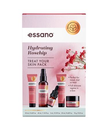 Essano Rosehip Oil Skin Care Set Treat Your Skin Travel Size Pack Includes Face Cleanser Mist Toner Rosehip Oil Face Moisturizer & Night Cream with Rosehip Oil Jojoba Oil Aloe Vera & Shea Butter