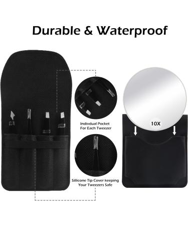 WangSelect Tweezers Set and 10X Magnifying Mirror Portable Magnified Travel Mirror and Professional Stainless Steel Tweezers Kit for Eyebrows Grooming Facial Hair Splinter and Ingrown Hair Removal - Buy Online on GoSupps.com