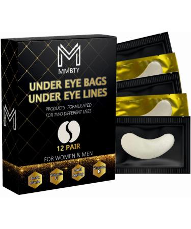 MMBTY 2 in 1 Under Eye Patches 12 Pairs  Under Eye Lines  Under Eye Bags  Eye Masks for Dark Circles And Puffy Eyes  Eye Masks for Skin Care  Gold Eye Patches for Puffy Eyes Eye Masks for Rare Beauty