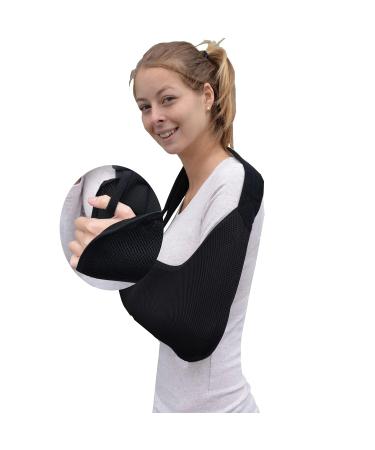 Adult Arm Sling - M Black/Black Trim, Cooling Fabric, Easy Fit, Fits R or L - Pack of 1 - Buy Online on GoSupps.com
