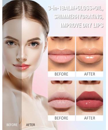 Clear Lip Gloss Oil Transparent Hydrating Lip Tint Stain Sheer Lip Treatment Moisturizer Moisturizing Lip Tint Balm Lipstick Lipgloss Glow Reviver Lip Care Oil Christmas Makeup Gift for Women-02 02# Clear - Buy Online on GoSupps.com