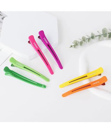 Aimike 6 Neon Hair Clips - No Trace Silicone Tape Compartment Clamps for Styling & Cutting - Perfect for Thick & Thin Hair - Essential Hairdressing Tools for Women - Buy Online on GoSupps.com