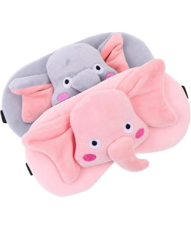 DOITOOL 2Pcs Flannel Elephant Sleep Mask Set - Soft Eye Cover for Men & Women | Pink Grey - Buy Online on GoSupps.com