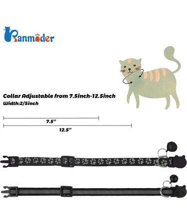 2 Pack Reflective Cat Collar Breakaway with Bell - Personalized Adjustable Safety Collar for Male and Female Cats - Black - Buy Online on GoSupps.com