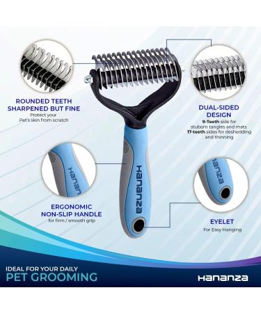 HANANZA Pet Grooming Brush Double Sided Dematting and Shedding Comb Undercoat Rack Pet Deshedding Tool for Removing Knots Mats & Tangles for Dogs and Cats with Short Medium and Long Hair - Buy Online on GoSupps.com