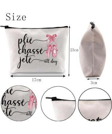 Ballerina Gift Cosmetic Bag for Ballet Teachers | Plie Chase Jet All Day Zipper Bag | Perfect Dance Lover Gift in White - Buy Online on GoSupps.com