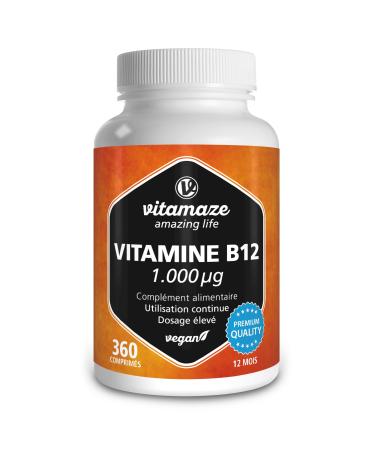 Vitamin B12 Methylcobalamin 1000mcg - 360 Sublingual Micro-Tablets for 1 Year - Reduces Fatigue & Supports the Nervous System
