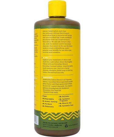 Alaffia Authentic African Black Soap 32 Fl Oz 2-Pack with Fair Trade Shea Butter - All-in-One Body Wash, Face Wash, Shampoo & Shaving Soap - Eucalyptus Tea Tree Infused - Buy Online on GoSupps.com