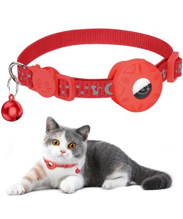 Airtag cat neck band integrated cat necking band Airtag with Airtag holder and bell reflective cat neck band with a stoppable safety buckle for kitten puppies (red) - Buy Online on GoSupps.com